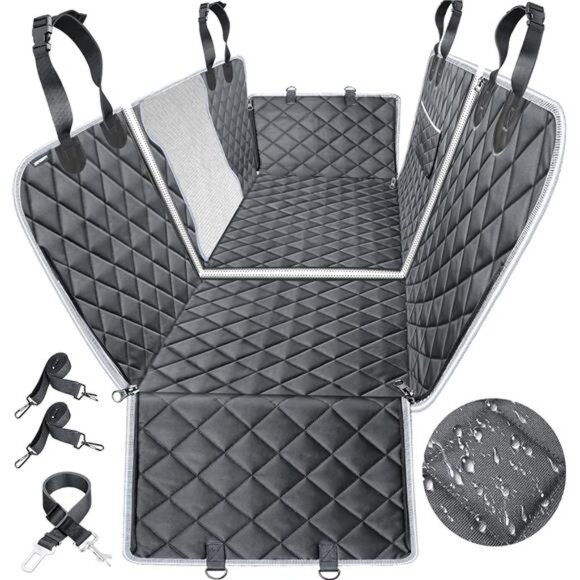 6-in-1 Dog Car Seat Cover for Back Seat, Waterproof Dog Car